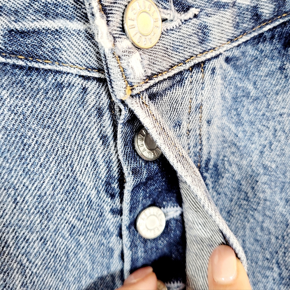 AGOLDE Relaxed Boot Bootcut Raw Hem Vintage Wash Button Fly Denim Jeans Size 30 - Picture 6 of 12